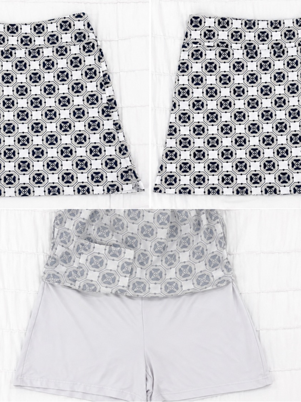 Golftini Printed Golf Skort White Navy Performance Skirt Size M - Picture 3 of 5